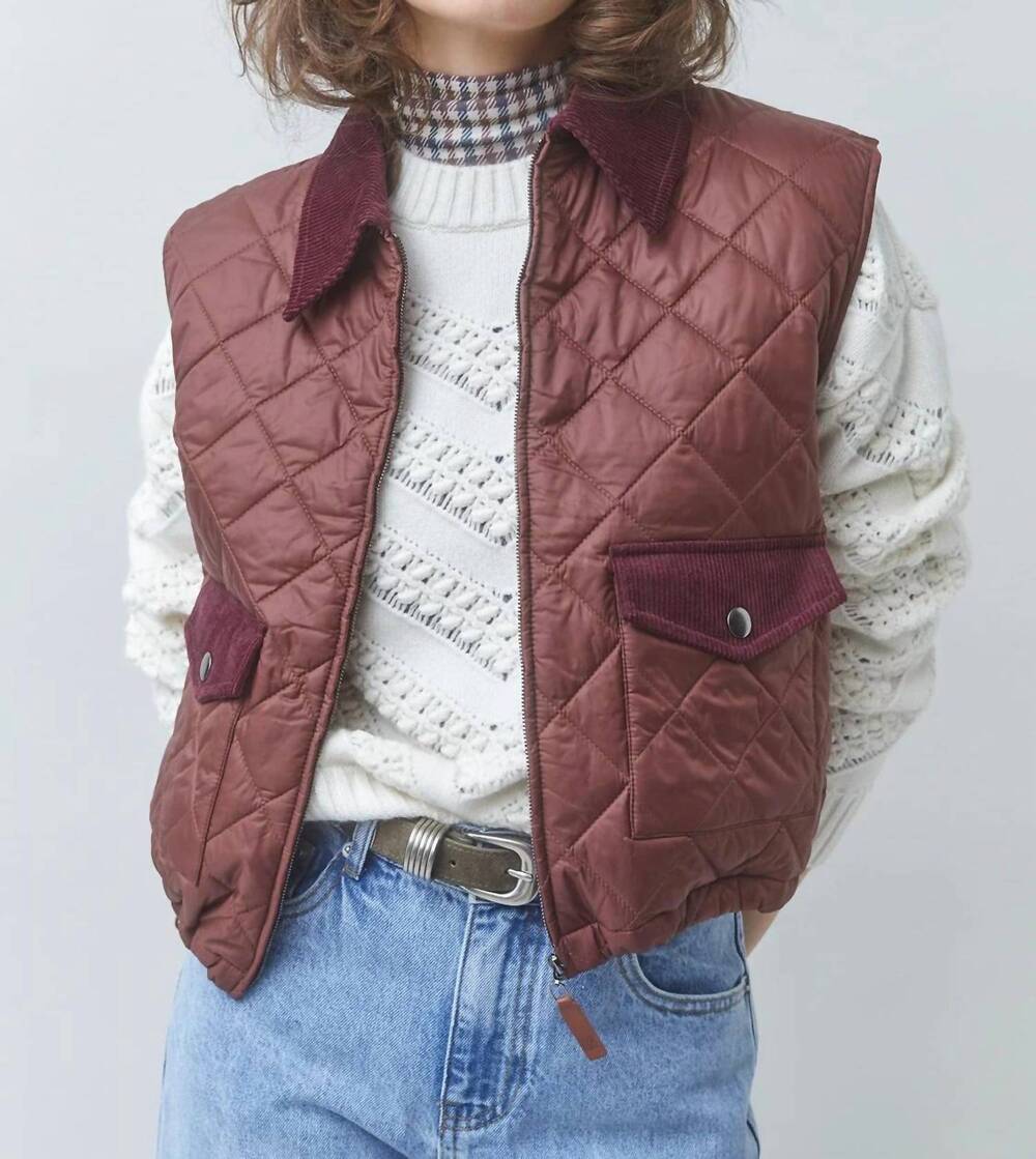 NEW SUNCOO djess sleeveless quilted jacket in bourgogne
